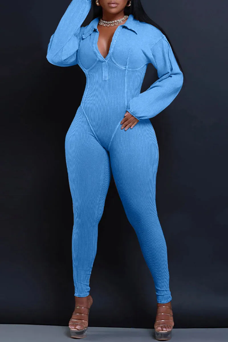 JH0504 V neck Fitted Jumpsuits
