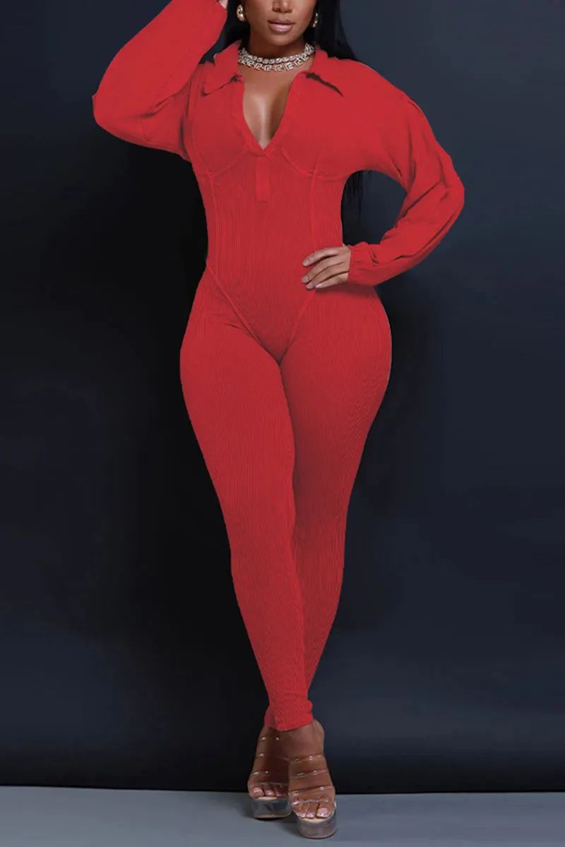 JH0504 V neck Fitted Jumpsuits