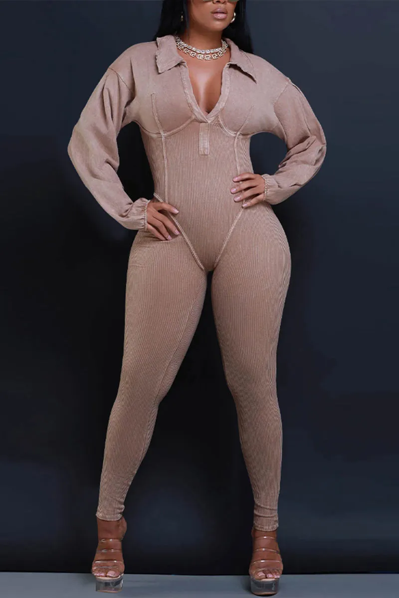 JH0504 V neck Fitted Jumpsuits