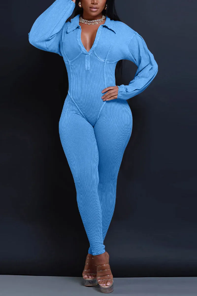 JH0504 V neck Fitted Jumpsuits