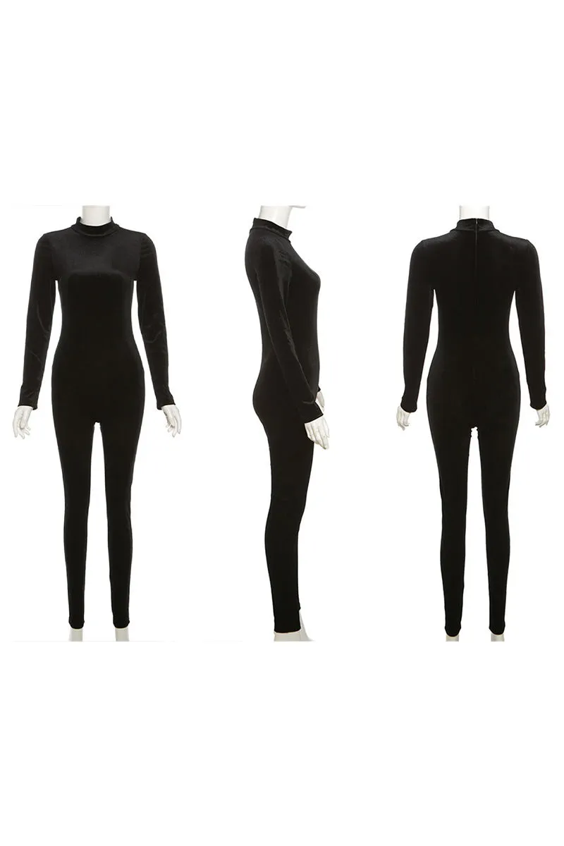 JH805 Velour Fitted Jumpsuits