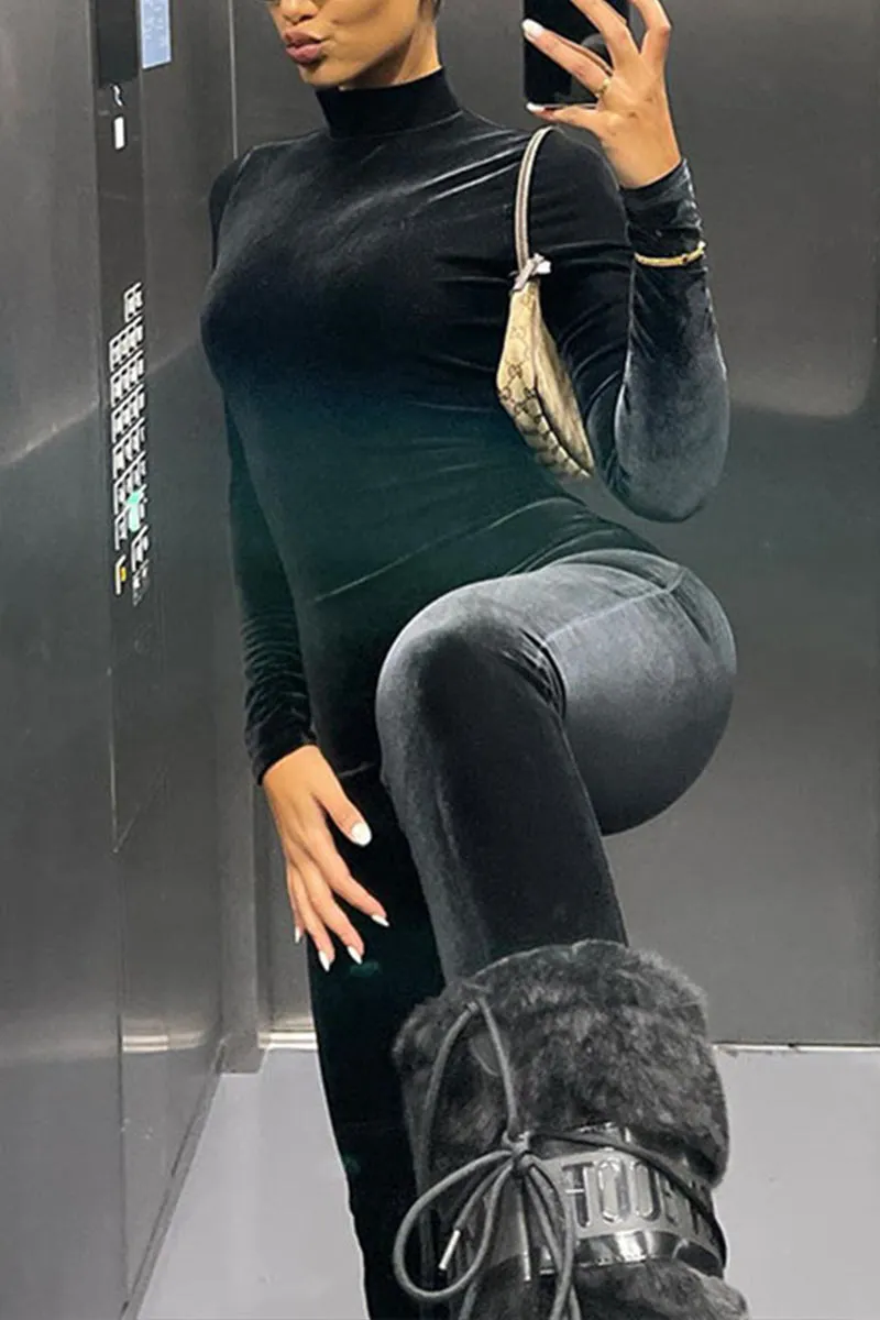 JH805 Velour Fitted Jumpsuits