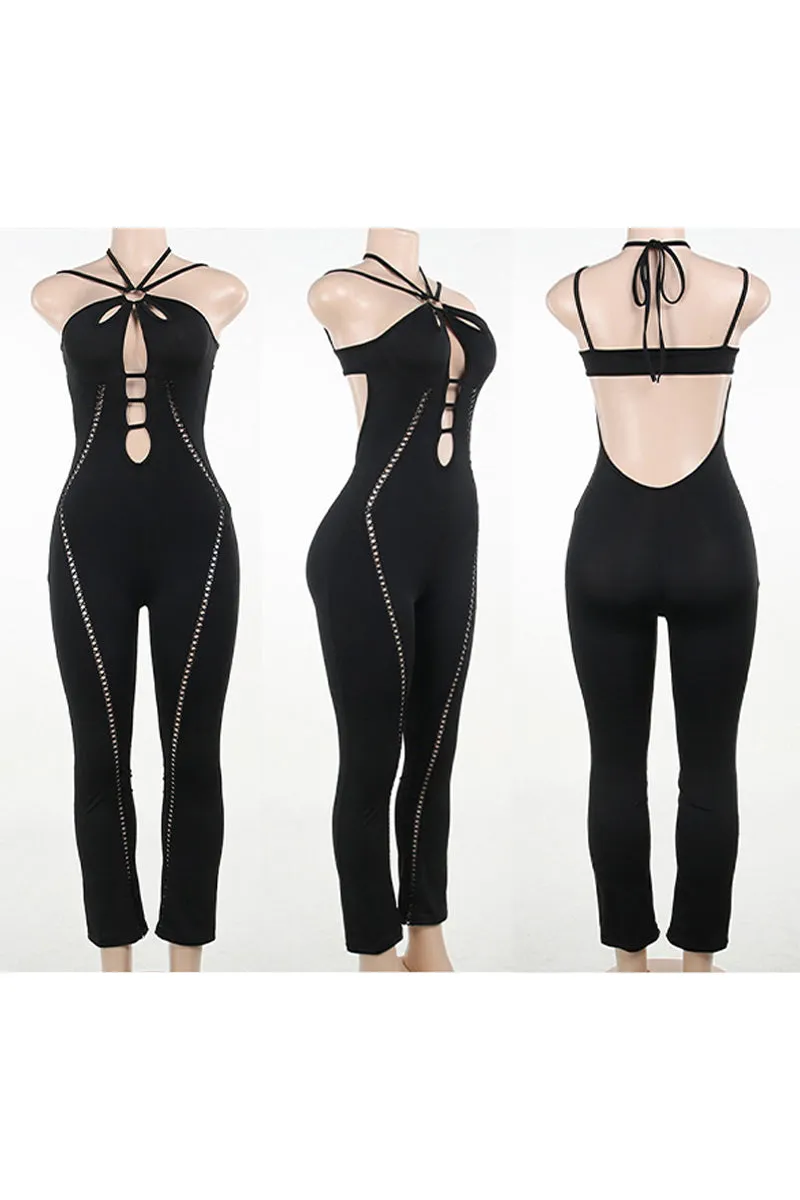 JI0106 Halter Cutout Jumpsuits