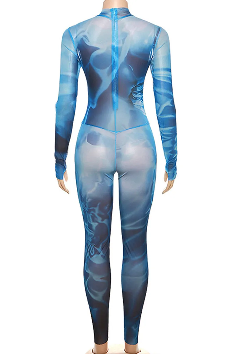 JJ0465 Graphic Mesh Jumpsuits