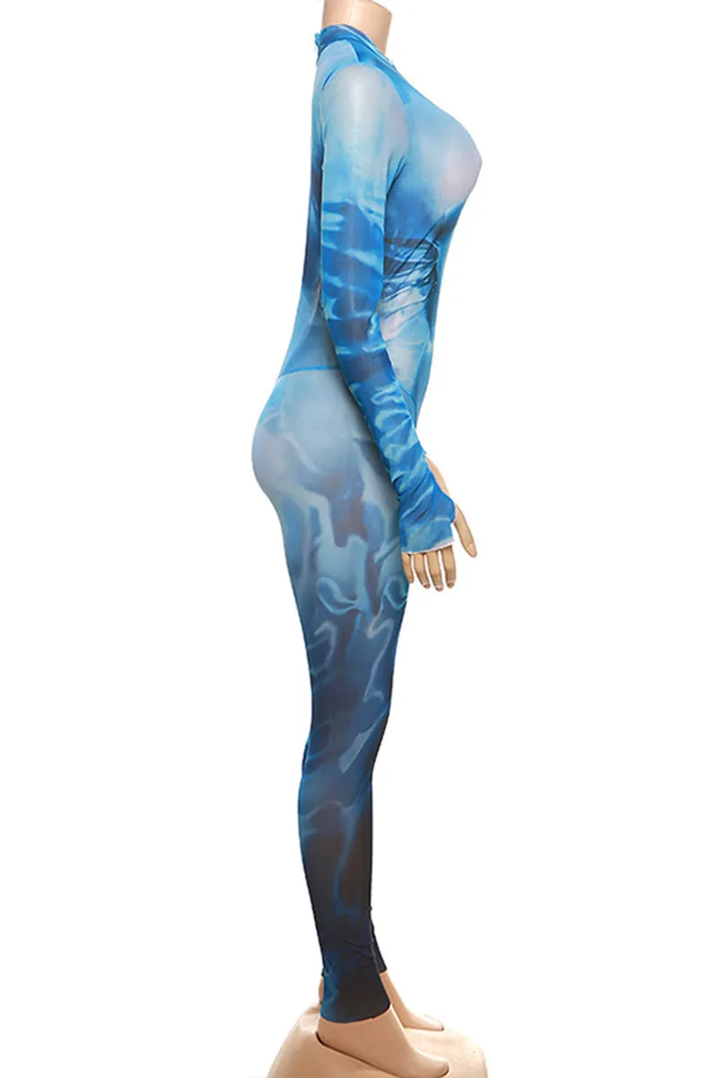 JJ0465 Graphic Mesh Jumpsuits