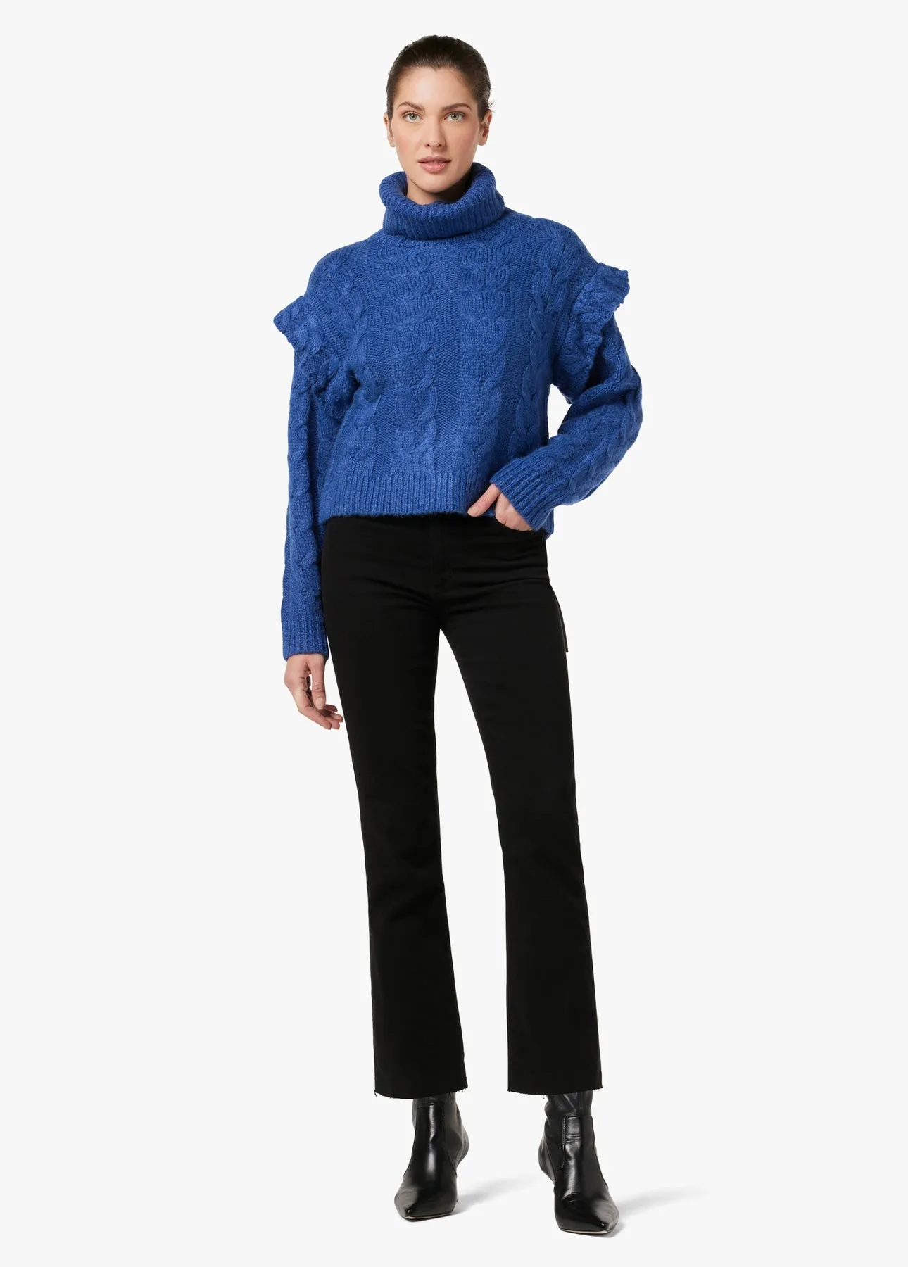 Joes Jeans Callie High Rise Cropped Bootcut Raw Hem Jean in Black