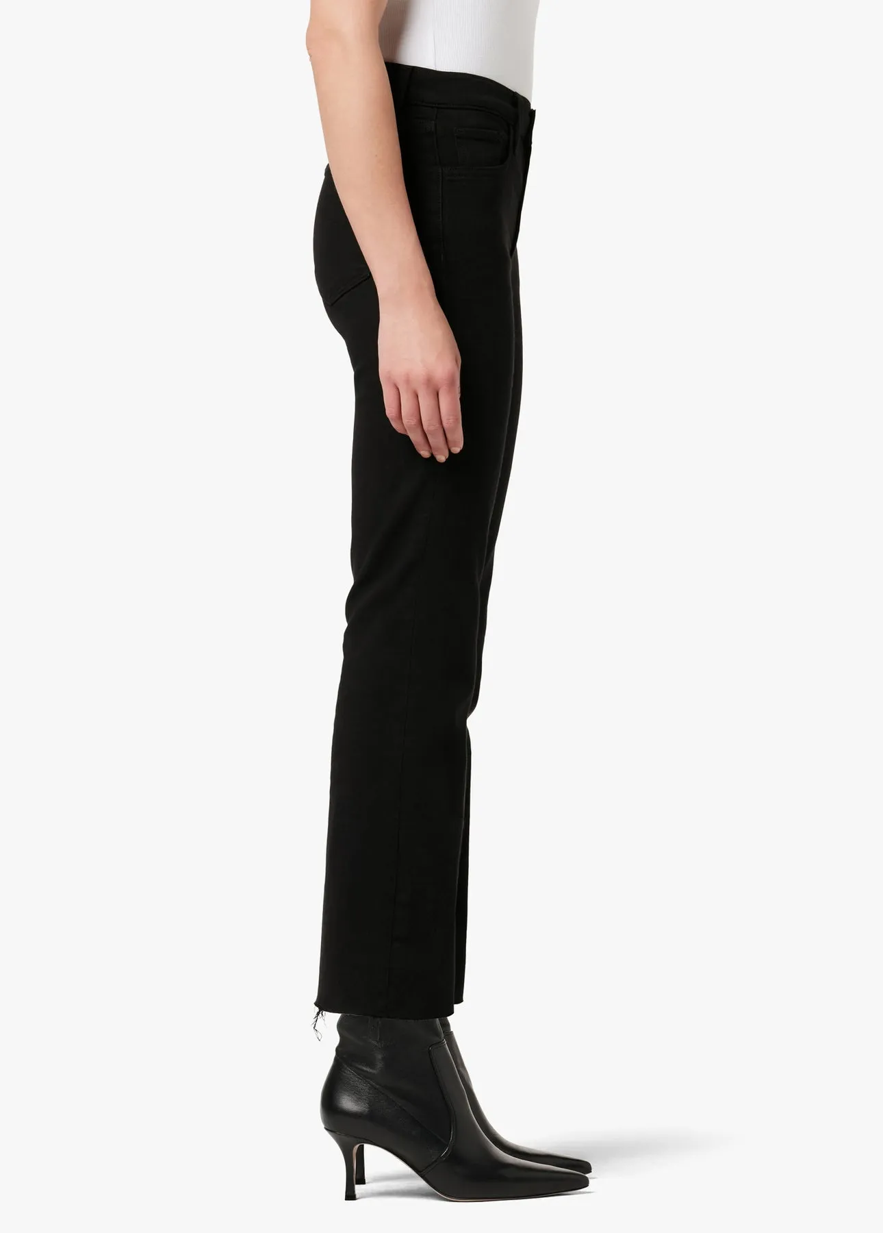 Joes Jeans Callie High Rise Cropped Bootcut Raw Hem Jean in Black
