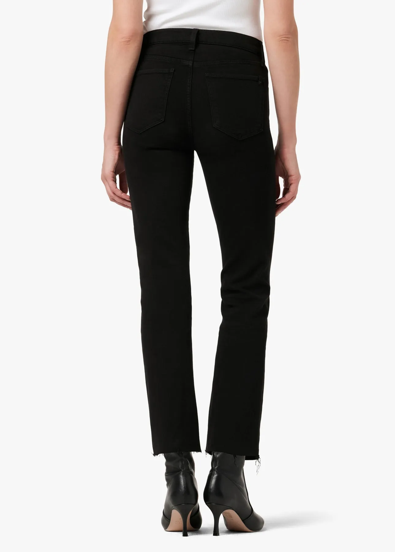 Joes Jeans Callie High Rise Cropped Bootcut Raw Hem Jean in Black