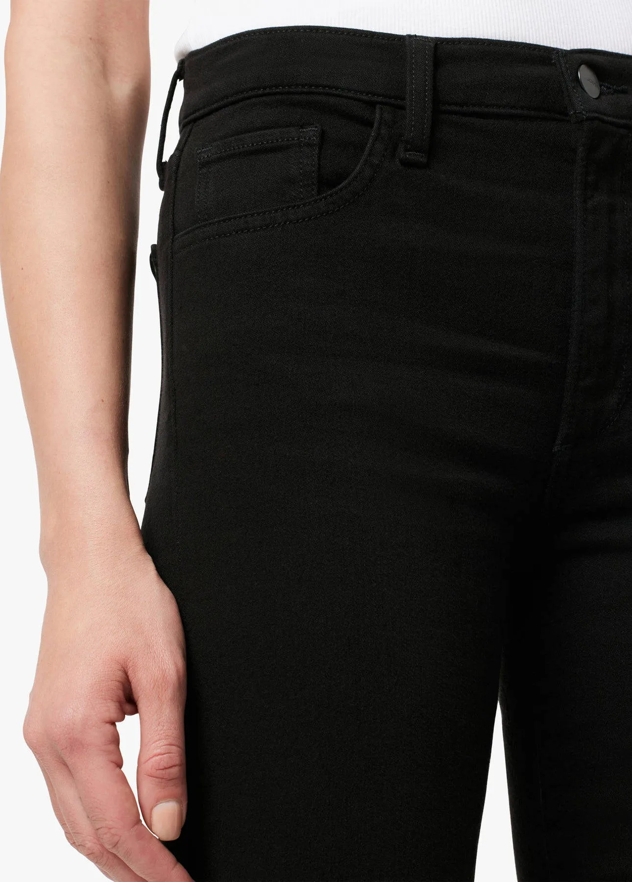 Joes Jeans Callie High Rise Cropped Bootcut Raw Hem Jean in Black