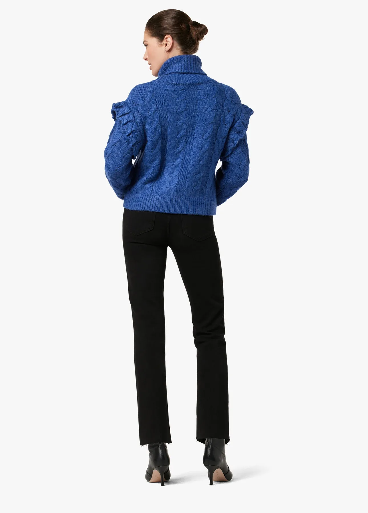 Joes Jeans Callie High Rise Cropped Bootcut Raw Hem Jean in Black