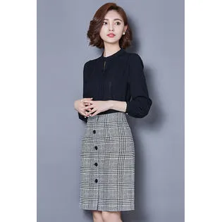 Ketty More Women Restful Stand Collar Loose Long Sleeve Delightful Solid Colored Casual Shirt-KMWSB810