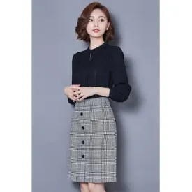 Ketty More Women Restful Stand Collar Loose Long Sleeve Delightful Solid Colored Casual Shirt-KMWSB810