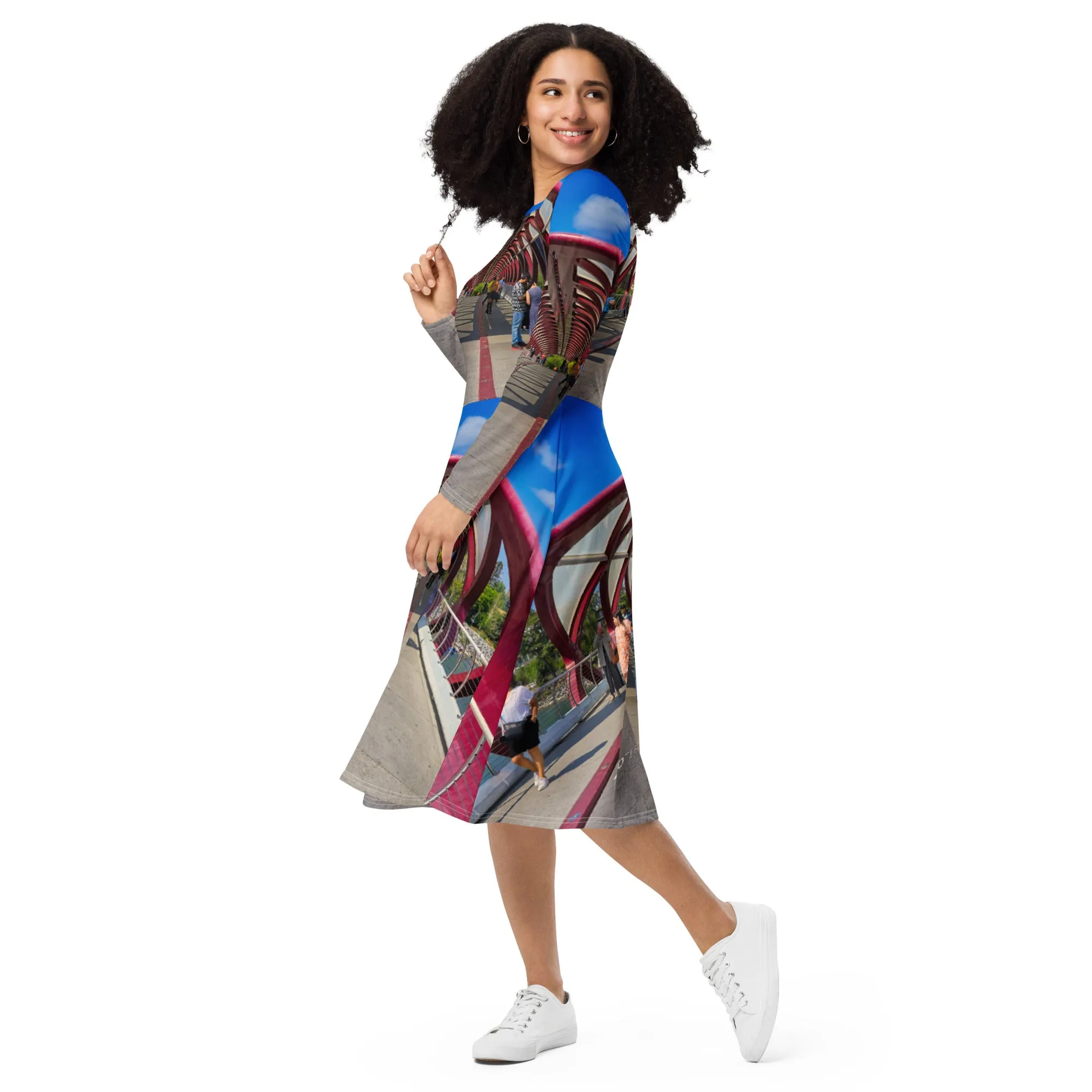 Long-Sleeve Midi Dress - Calgary Peace Bridge