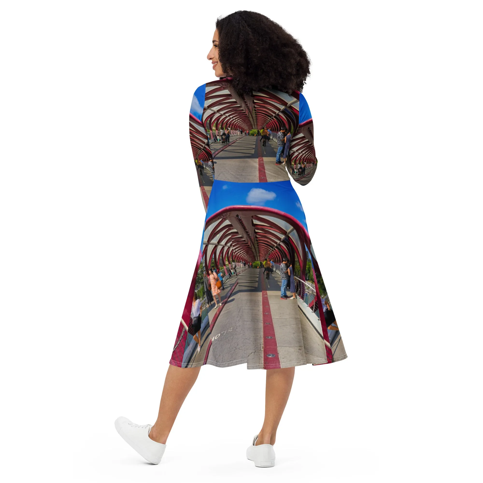 Long-Sleeve Midi Dress - Calgary Peace Bridge