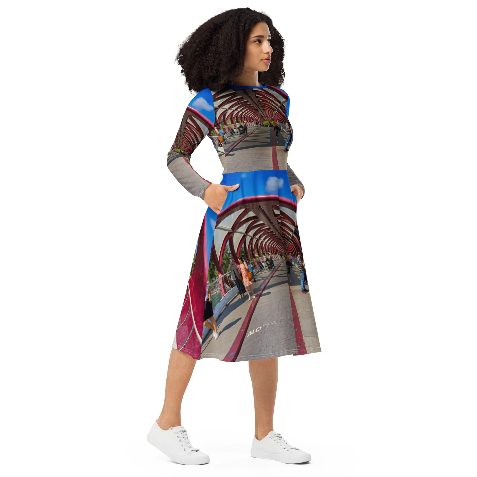 Long-Sleeve Midi Dress - Calgary Peace Bridge