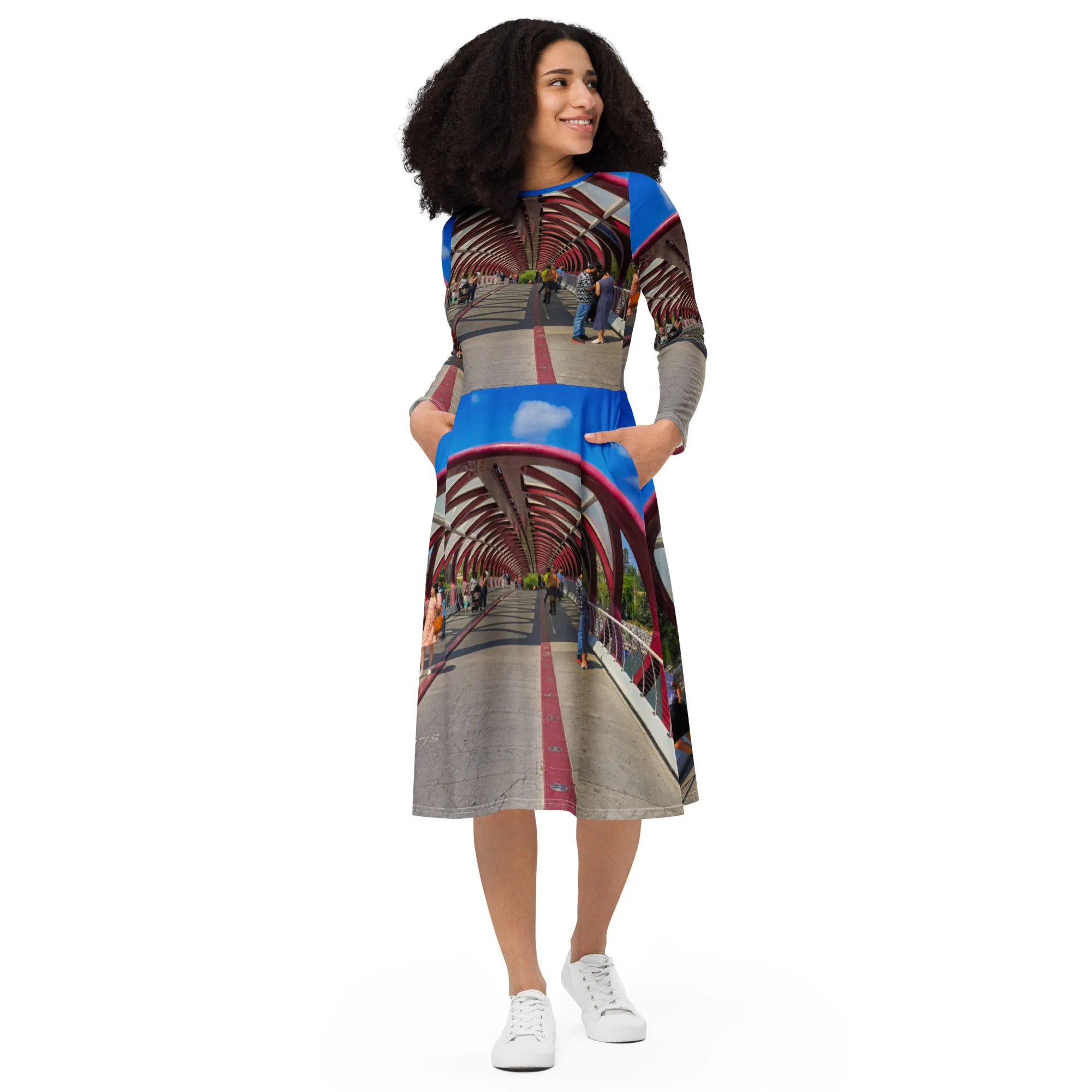 Long-Sleeve Midi Dress - Calgary Peace Bridge