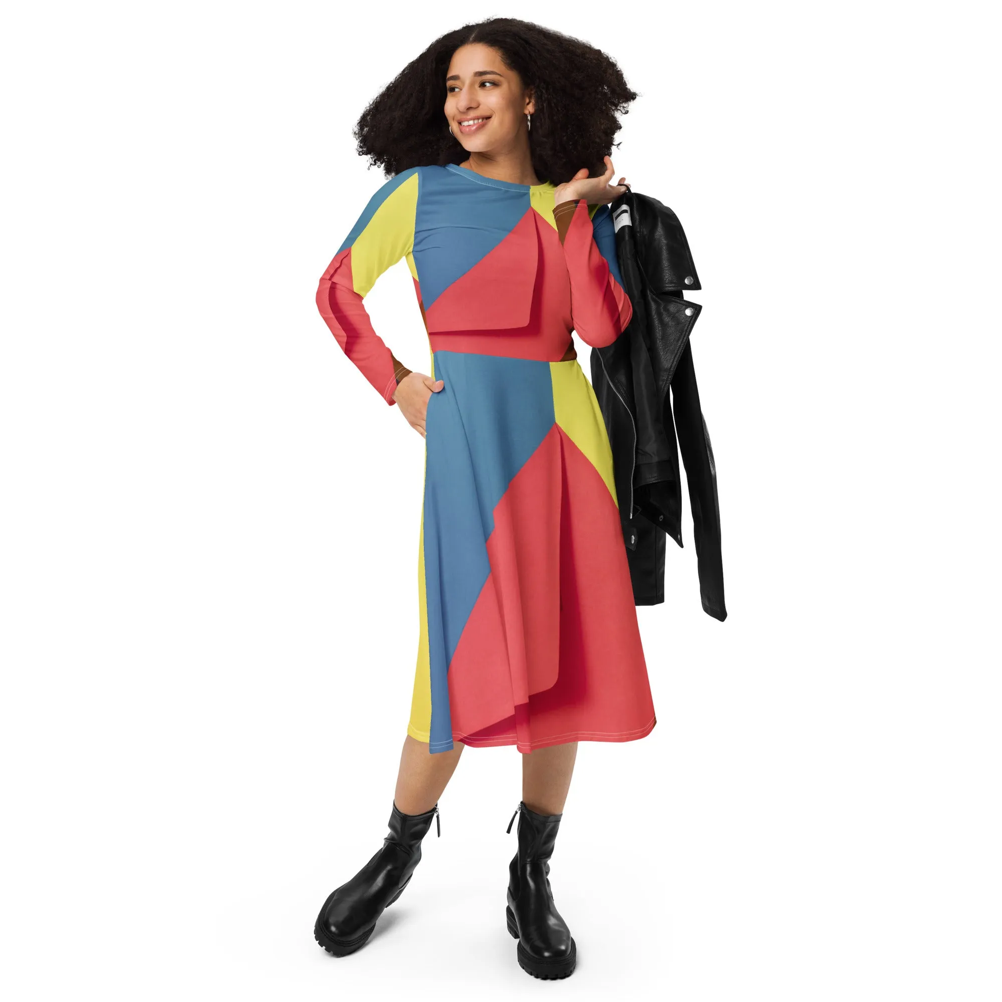 Long Sleeve Midi Dress (Glamourange Premium Long Sleeve Midi Dresses - Design 0017)