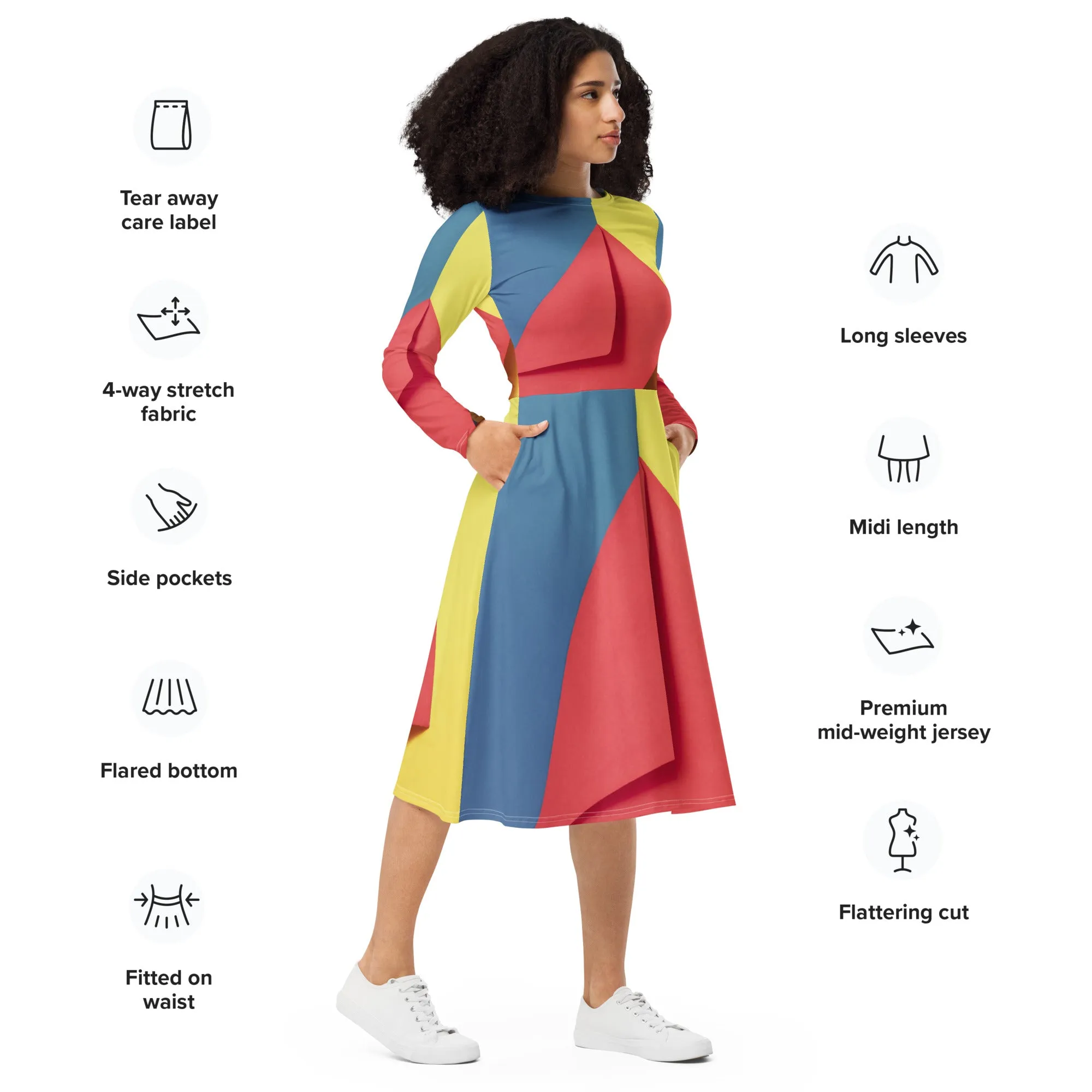 Long Sleeve Midi Dress (Glamourange Premium Long Sleeve Midi Dresses - Design 0017)