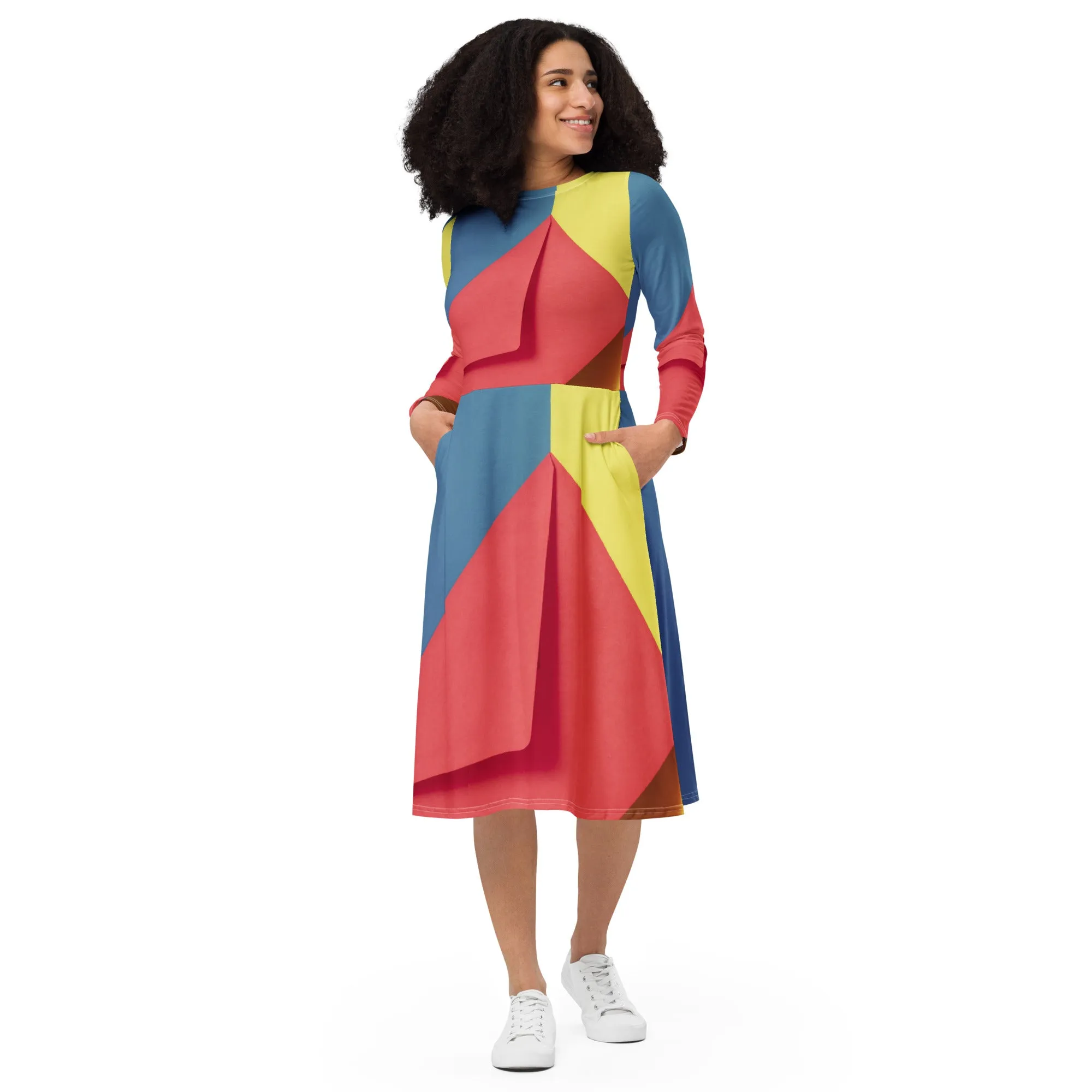 Long Sleeve Midi Dress (Glamourange Premium Long Sleeve Midi Dresses - Design 0017)
