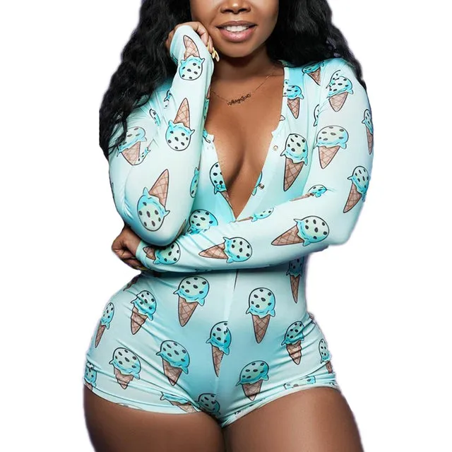 Long Sleeve Short Sleepwear Onesie Plus Size