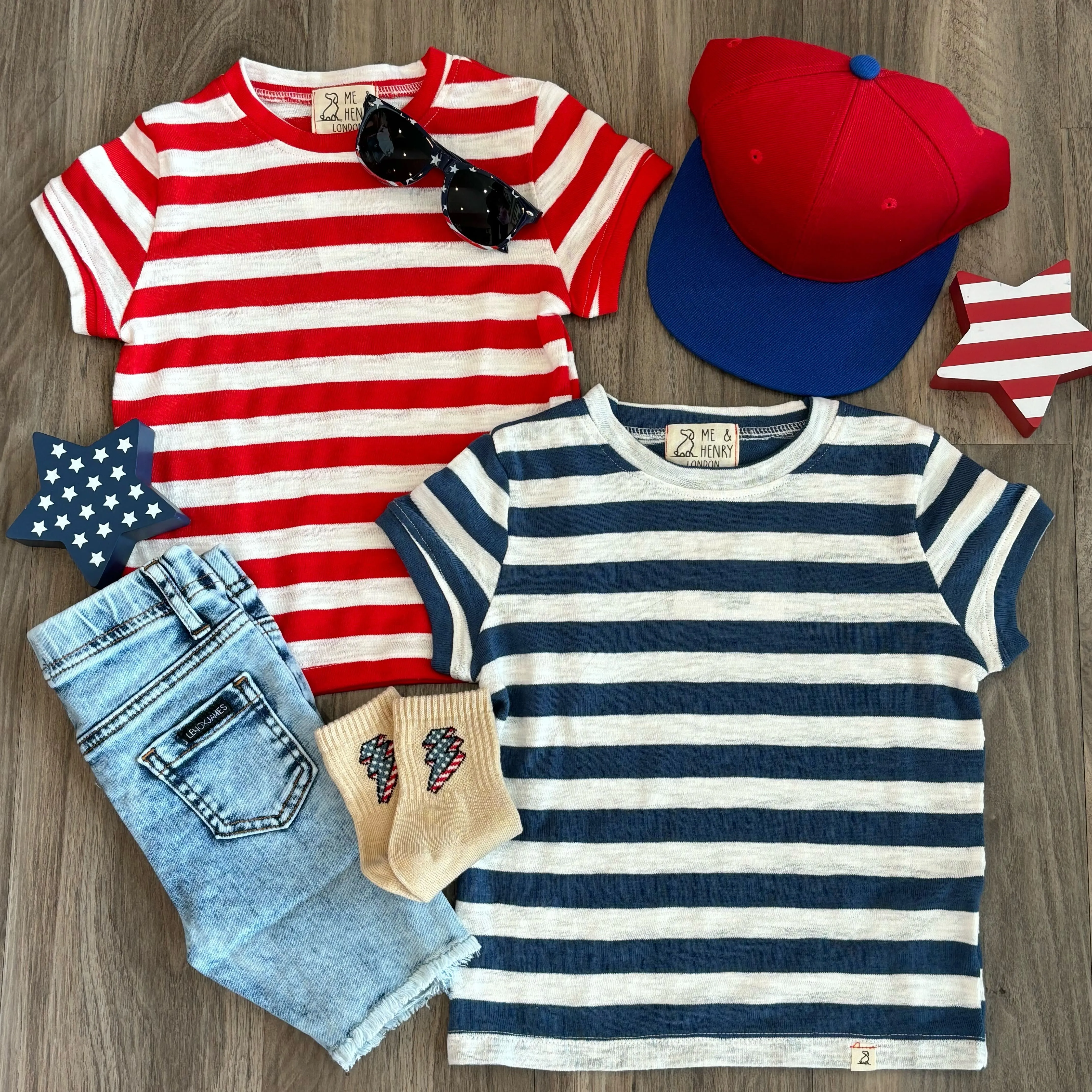 Me & Henry - Striped Slub Tee in Red/White