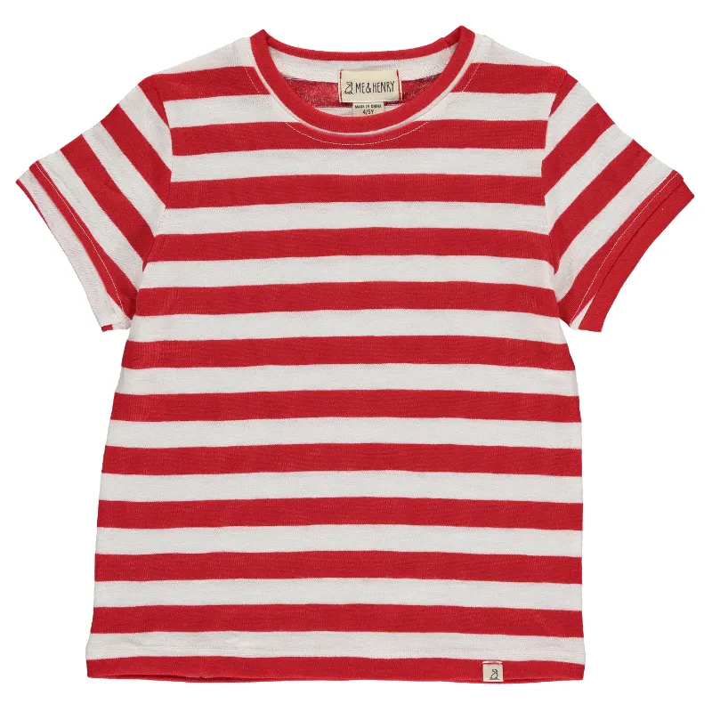 Me & Henry - Striped Slub Tee in Red/White