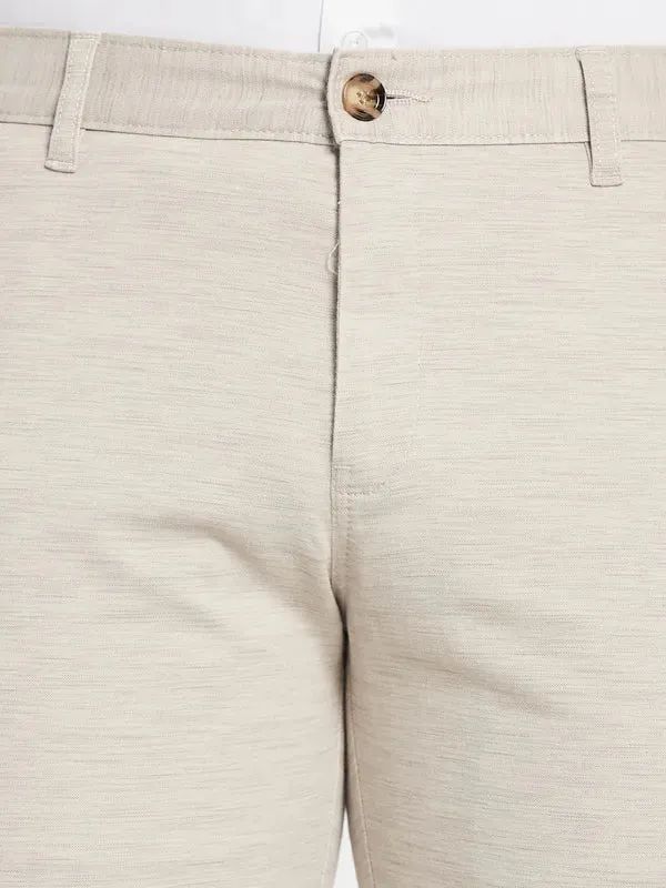 Men Cream-Coloured Casual Trouser