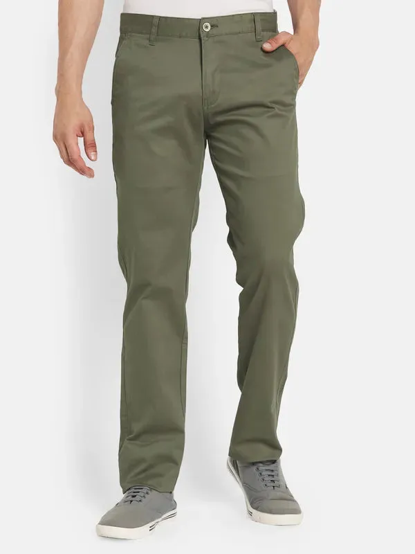 Men Olive Green Casual Trouser