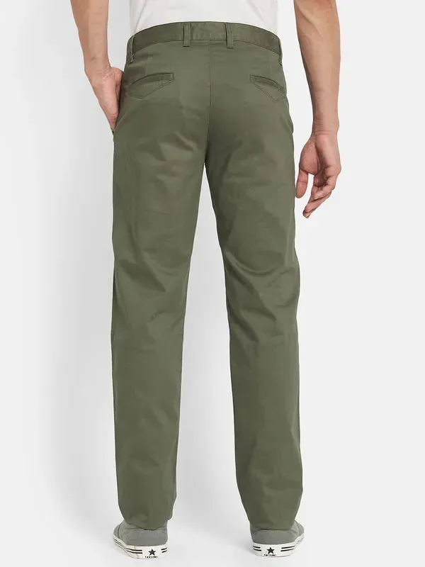 Men Olive Green Casual Trouser