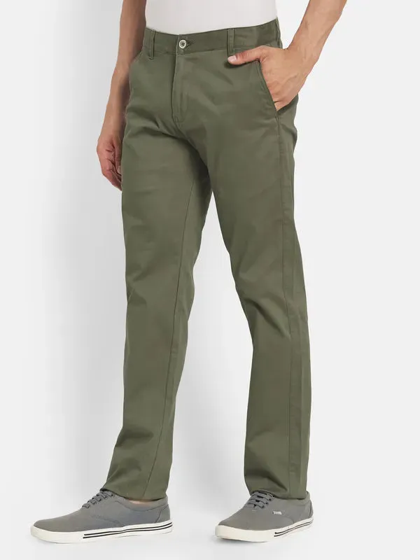 Men Olive Green Casual Trouser