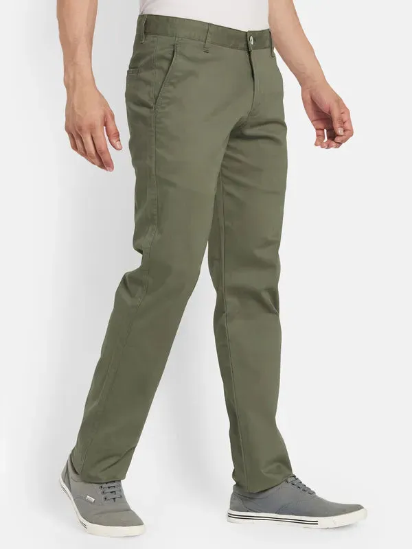 Men Olive Green Casual Trouser