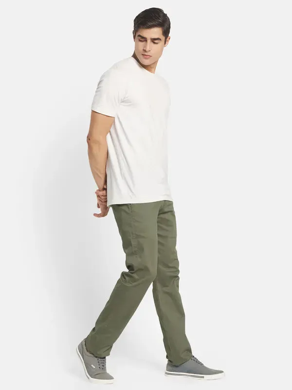 Men Olive Green Casual Trouser