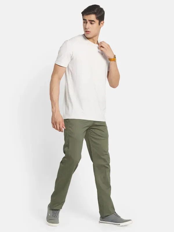 Men Olive Green Casual Trouser