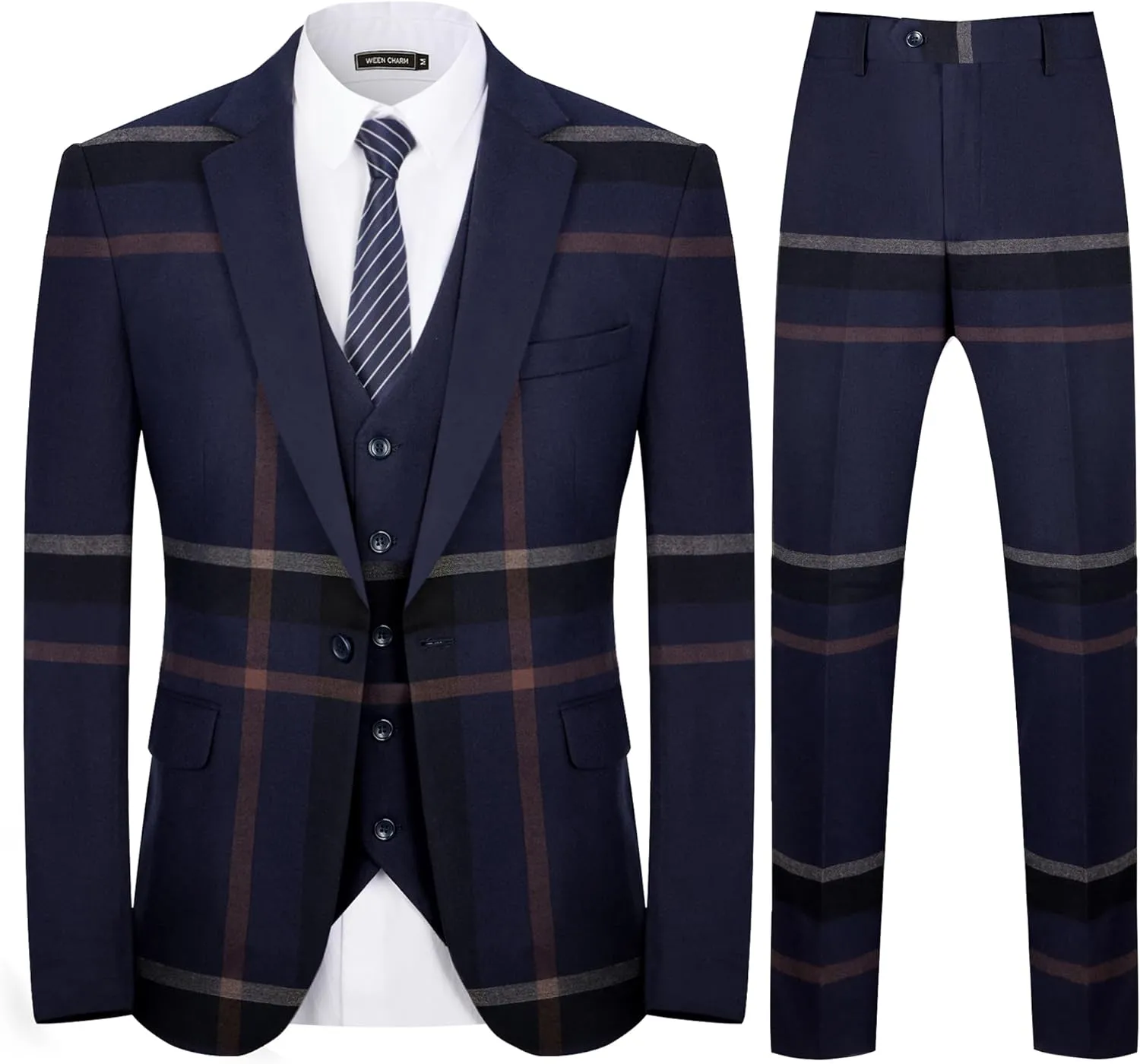 Men’s 3-Piece Plaid Suit