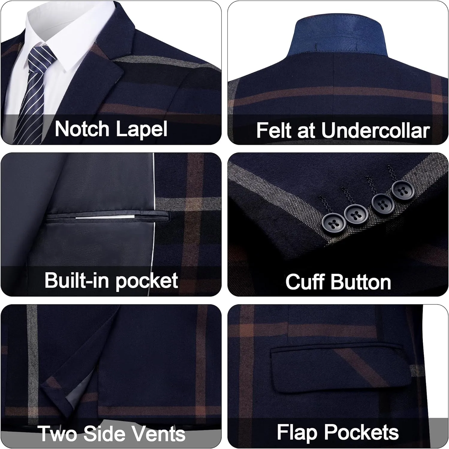 Men’s 3-Piece Plaid Suit