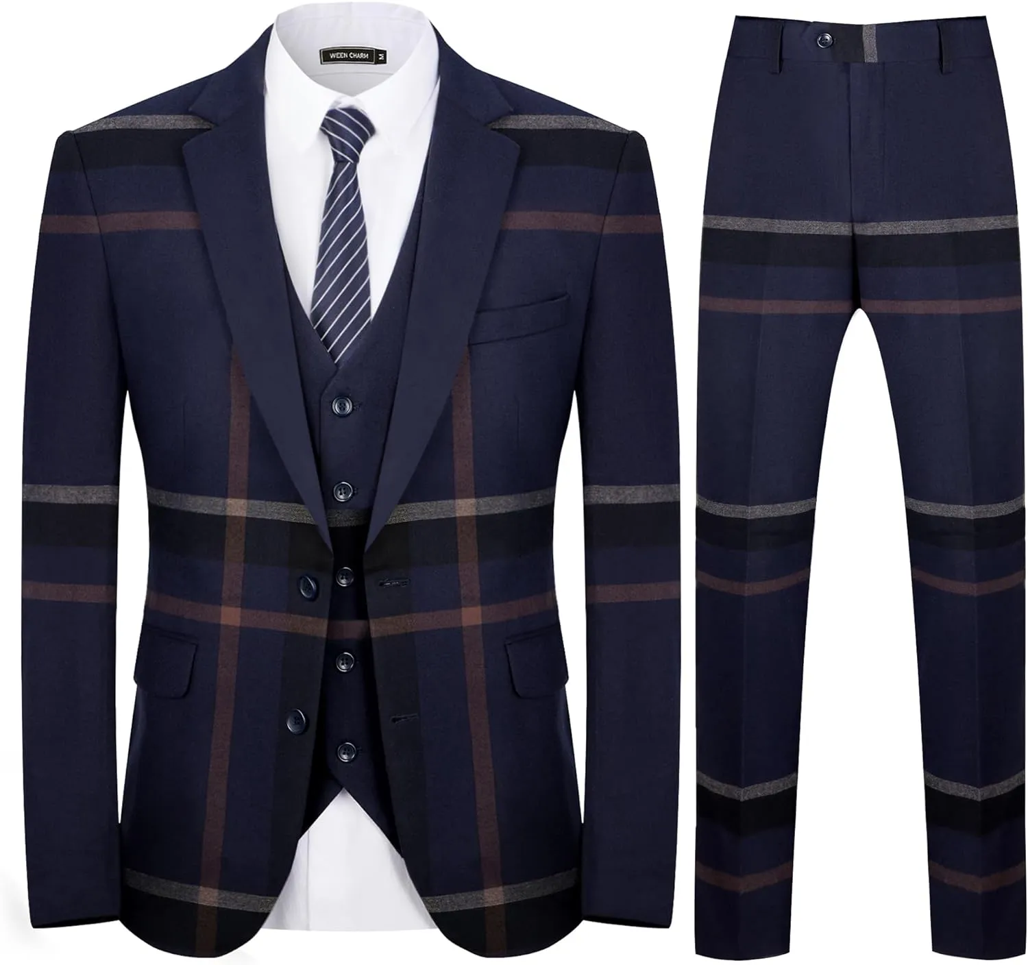 Men’s 3-Piece Plaid Suit