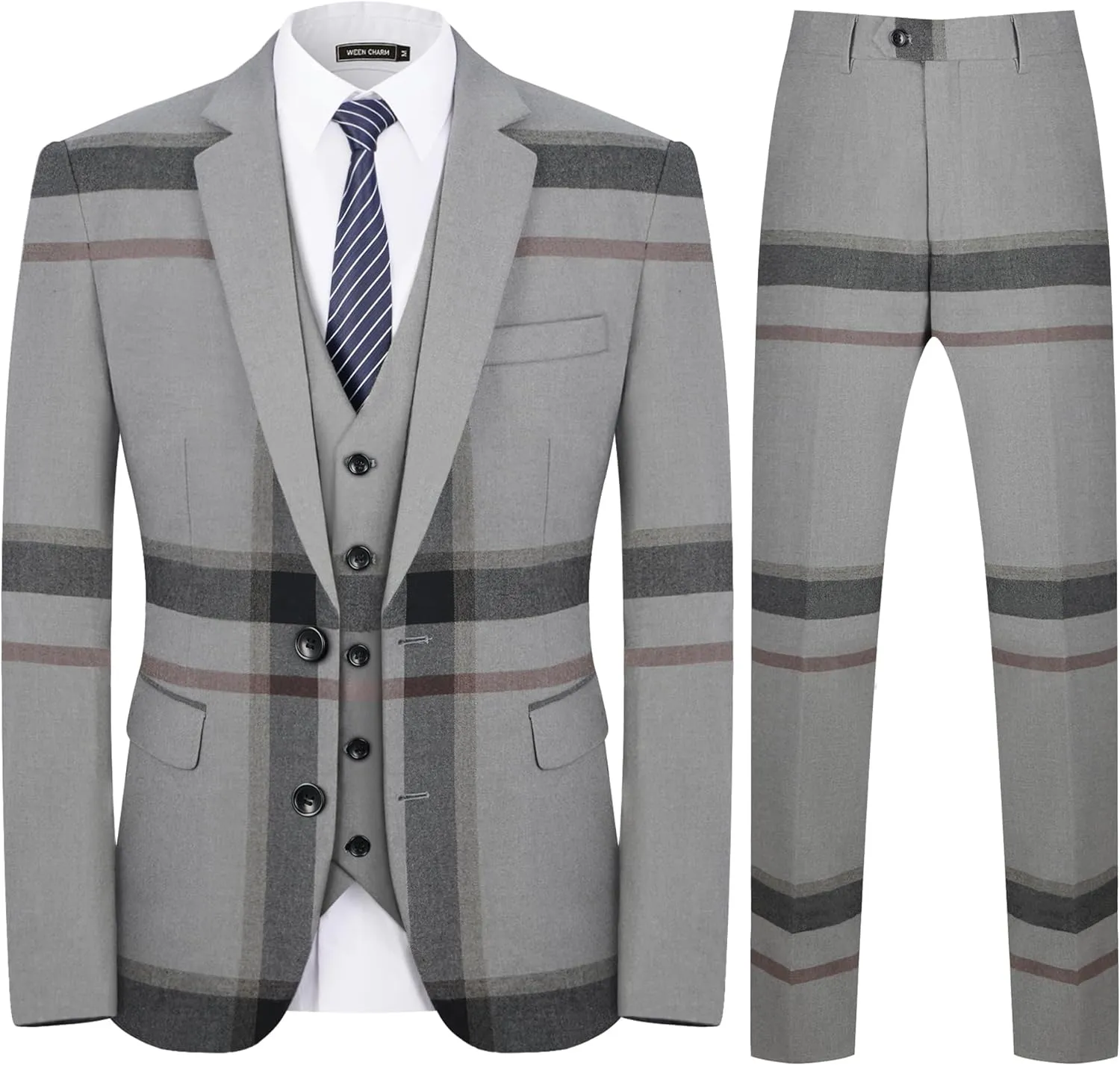 Men’s 3-Piece Plaid Suit