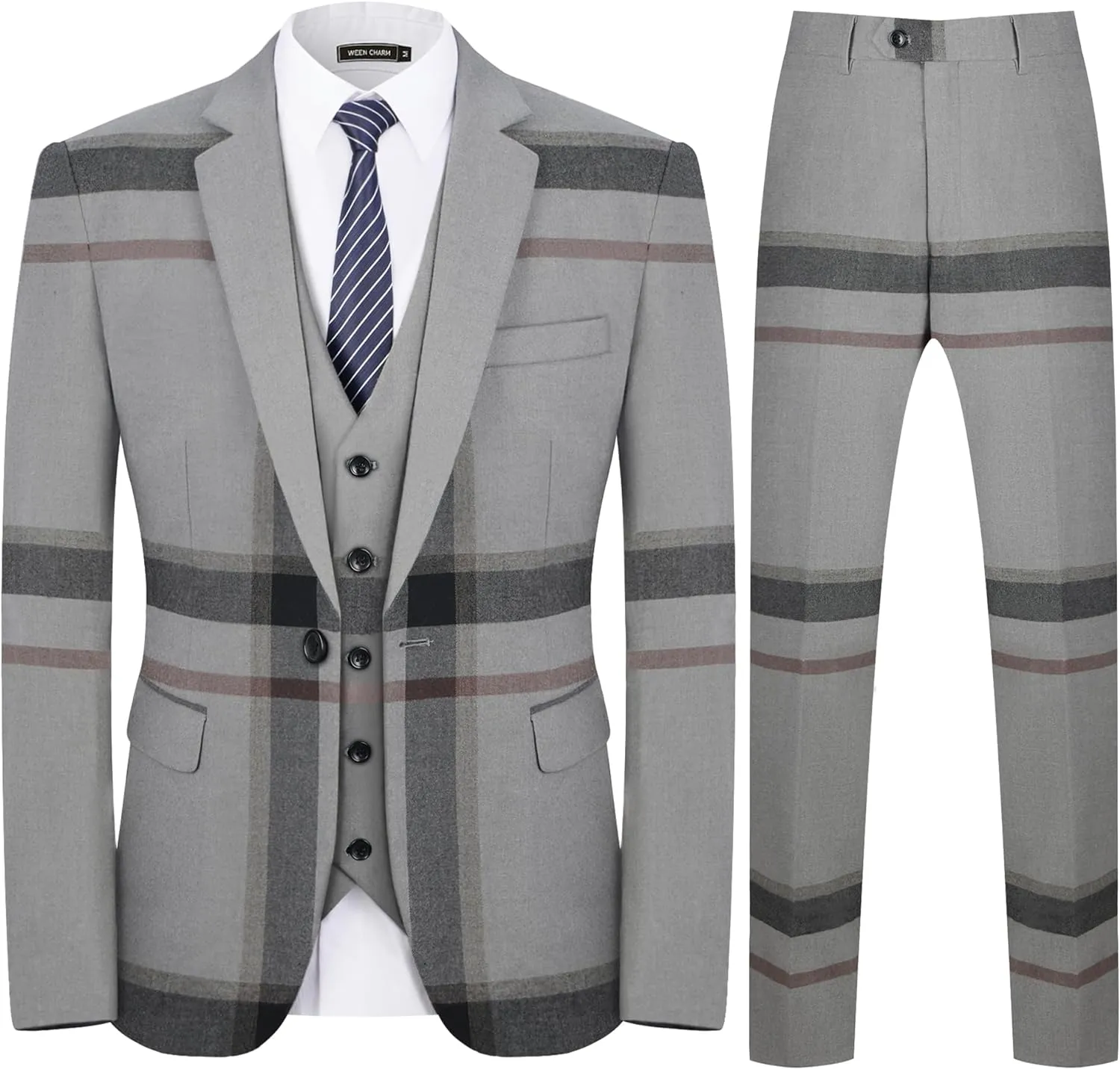 Men’s 3-Piece Plaid Suit