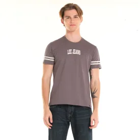MENS' BASIC LOGO TEE WITH STRIPES ON SLEEVES