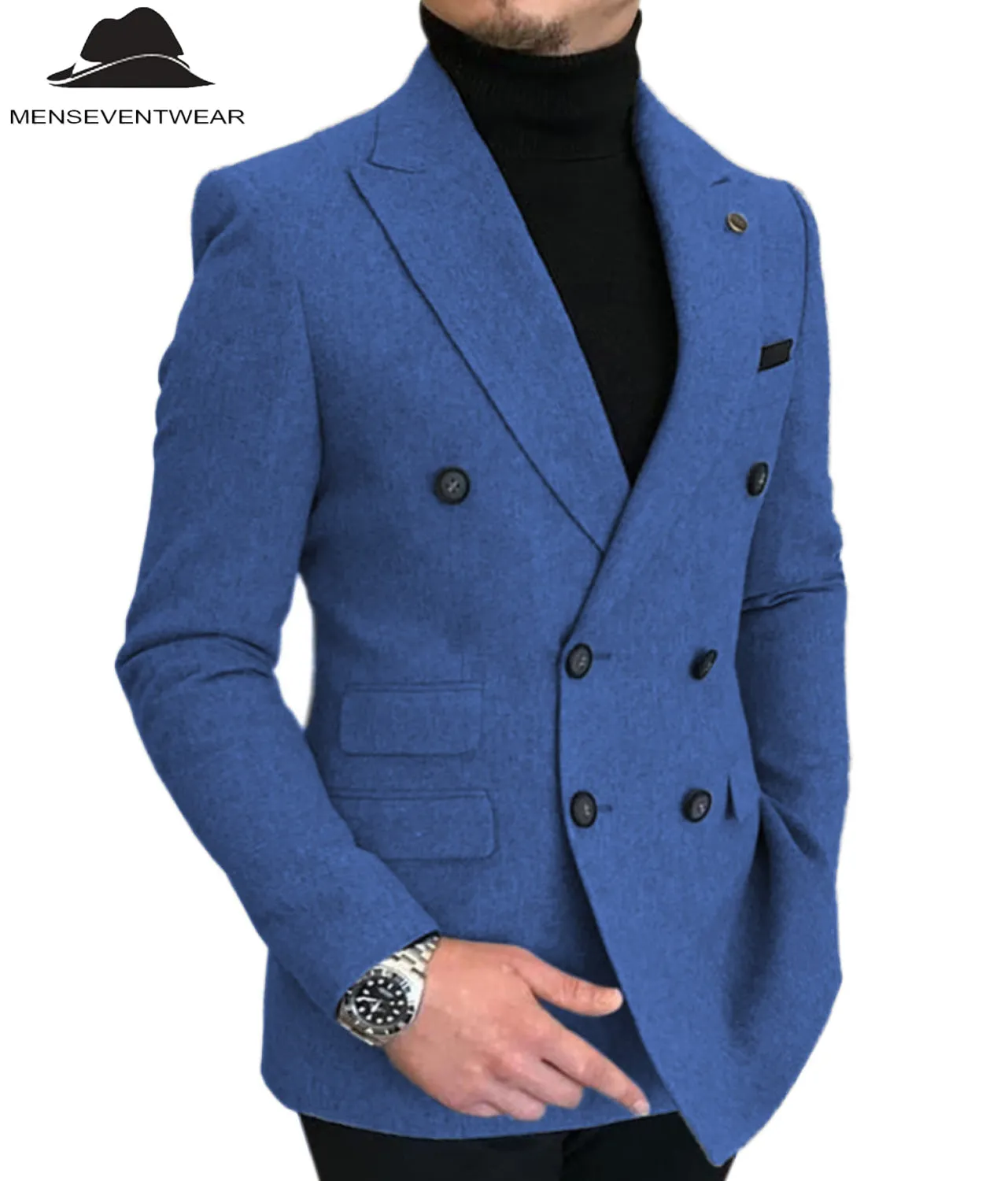 Men's Casual Tweed Notch Lapel Blazer