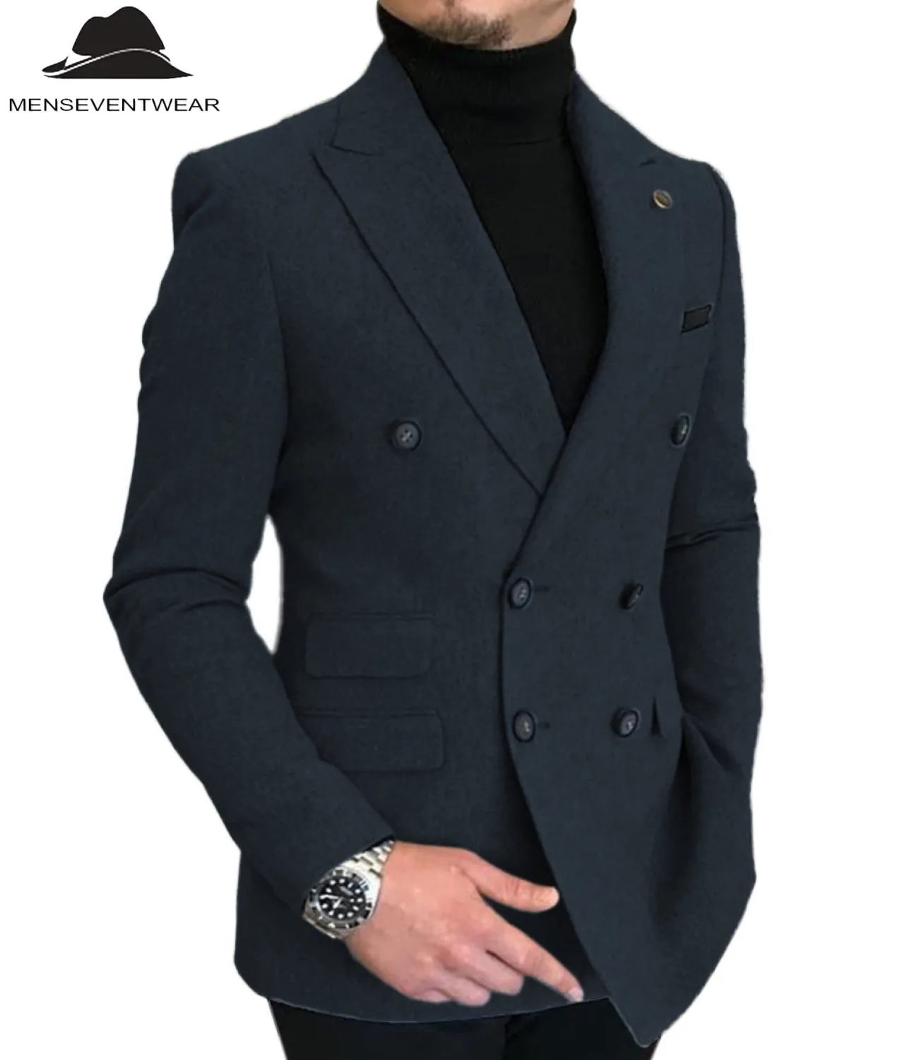 Men's Casual Tweed Notch Lapel Blazer