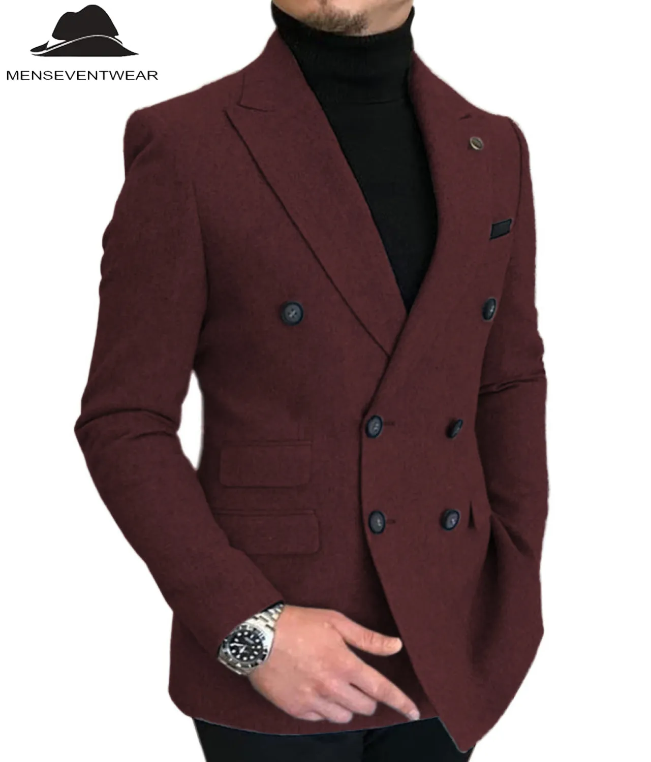 Men's Casual Tweed Notch Lapel Blazer