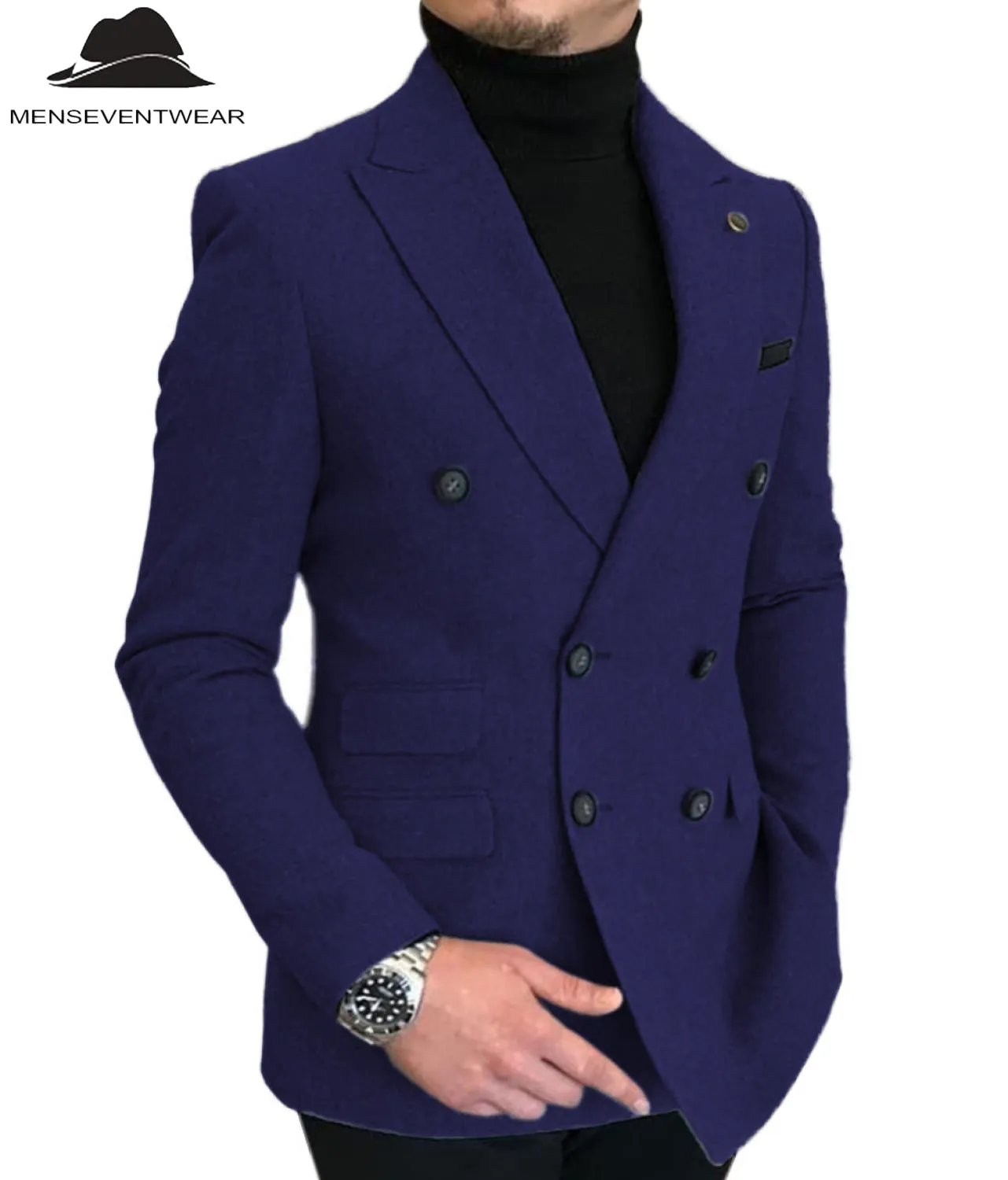 Men's Casual Tweed Notch Lapel Blazer
