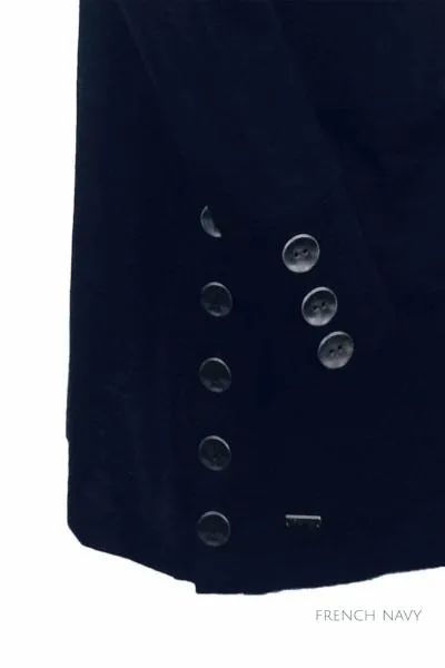 MERINO LONG CARDIGAN WITH POCKETS & BUTTON CUFF/HEM LONG SLEEVES FRENCH NAVY