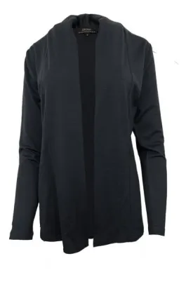 MERINO MID LENGTH EDGE TO EDGE WOMENS CARDIGAN BLACK