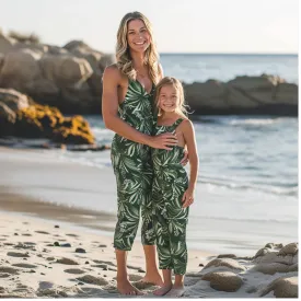 Mom and Daughter Matching Leaf Print Cami Jumpsuit
