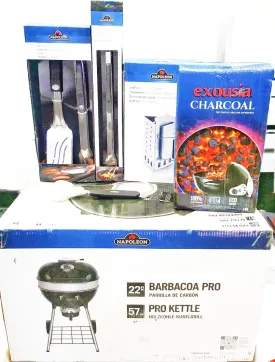 Napoleon Combo Offer PRO22K-LEG-3 (6M) 2 Pc Toolset(70032)   Auto Locking Tongs, 16-Inch (55015 )  Charcoal Briquettes 5Kg  (12M) Brush, Brass C/W, Bottle Opener (62012)   Metal Starter, Charcoal, Folding Triangle (67801)