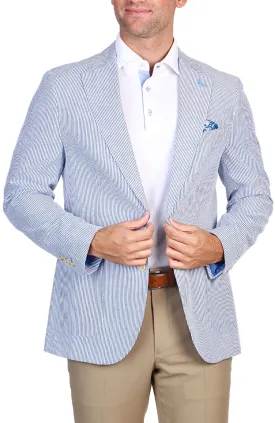 Navy Seersucker Striped Sport Coat