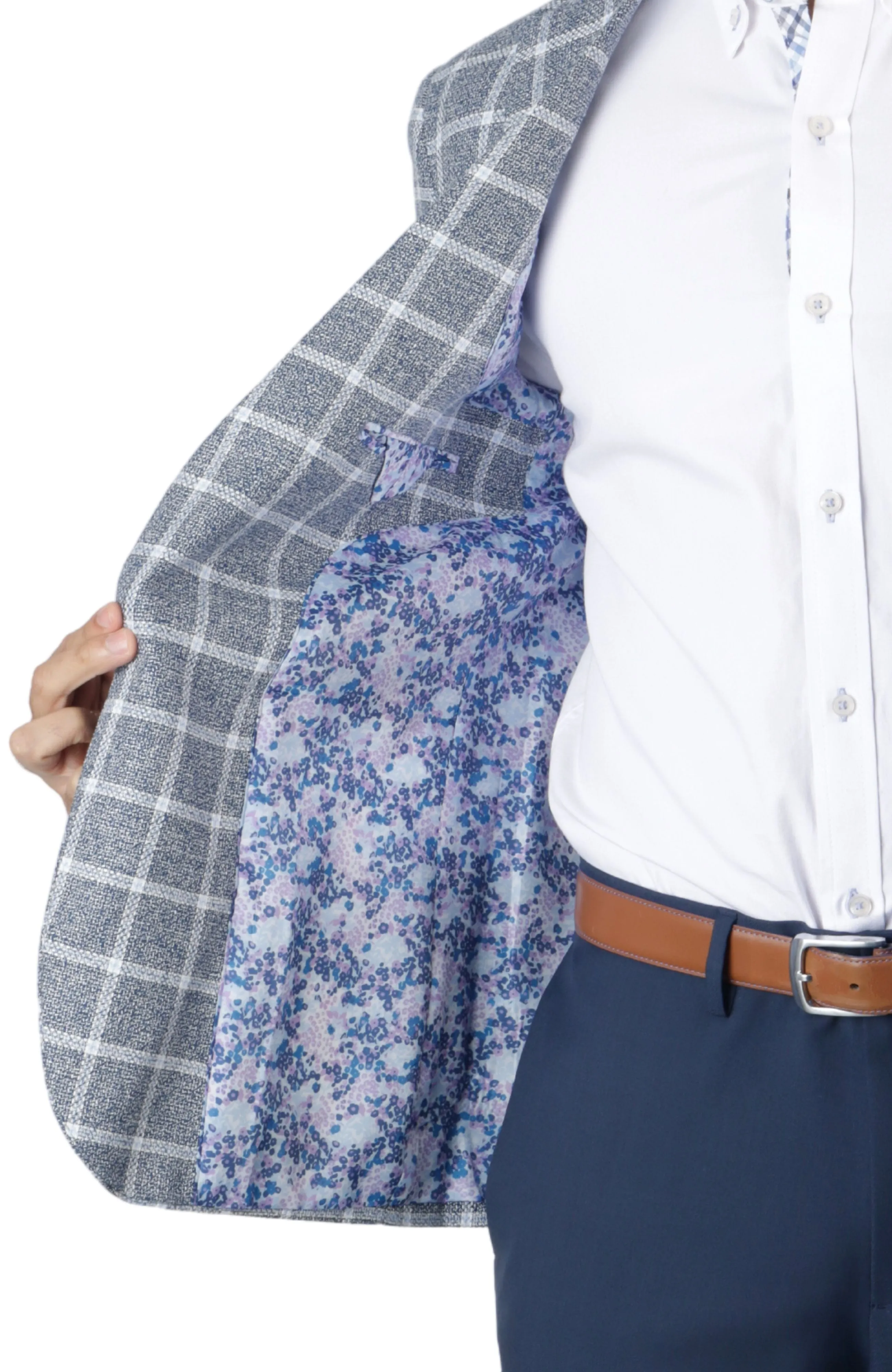 Navy Windowpane Textured Sport Coat