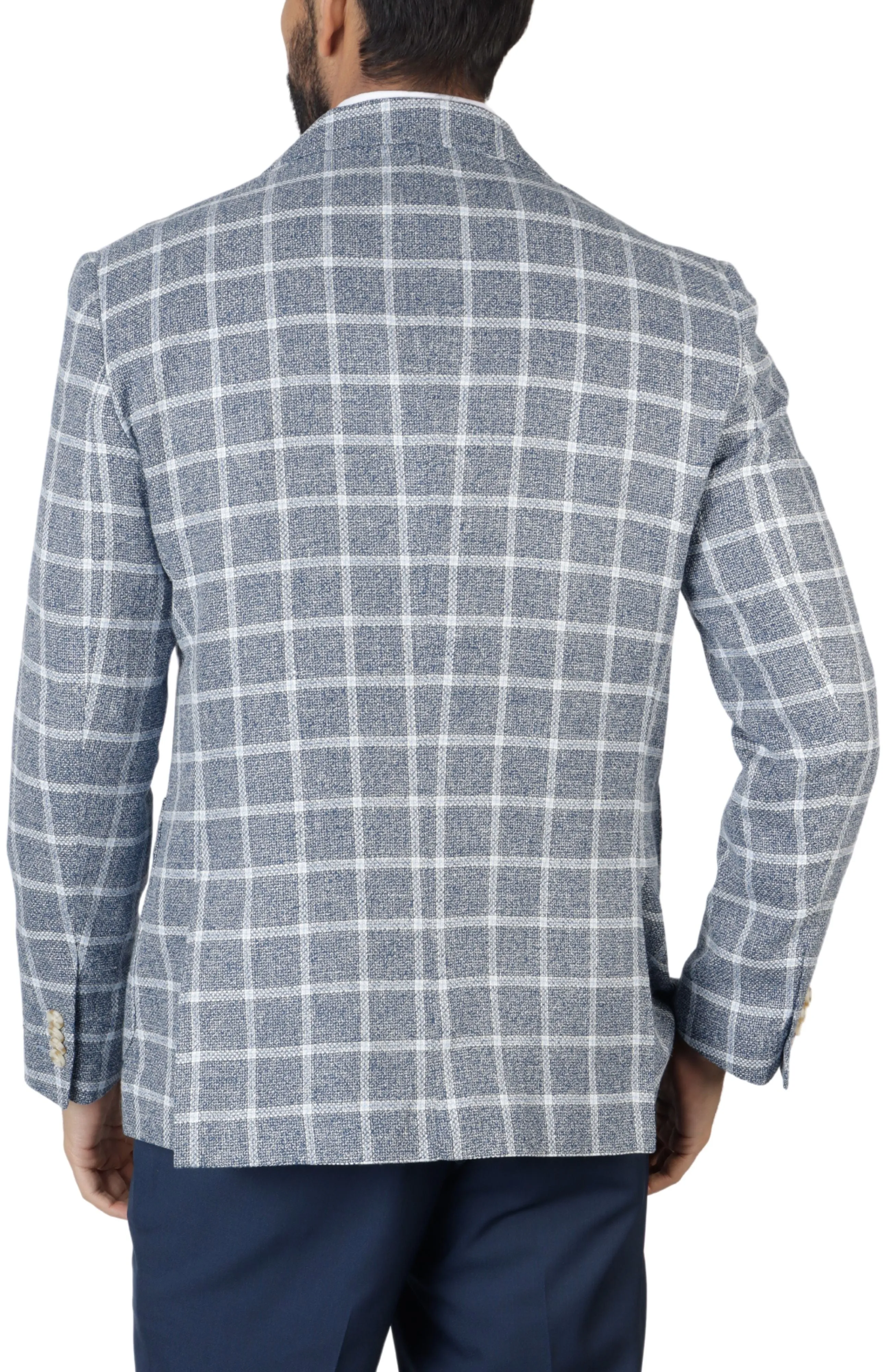 Navy Windowpane Textured Sport Coat